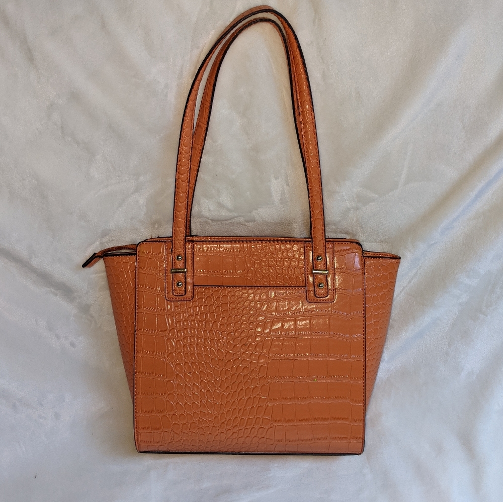 Anne Klein orange crocodile shoulder bag - Picture 2 of 6